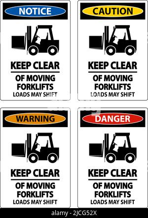 Keep Clear of Moving Forklifts Sign On White Background Stock Vector