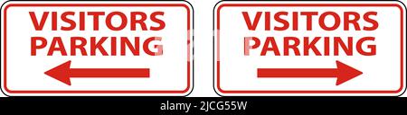 Visitors Parking Right Arrow Left Arrow Sign On White Background Stock Vector