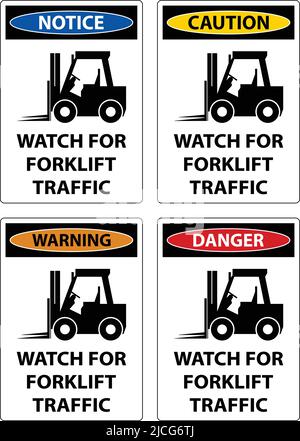 2-Way Watch For Forklift Traffic Sign On White Background Stock Vector ...