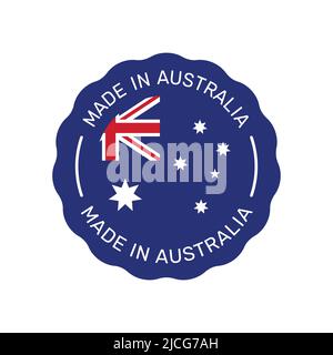 Made in Australia colorful vector badge. Label sticker with Australian flag. Stock Vector