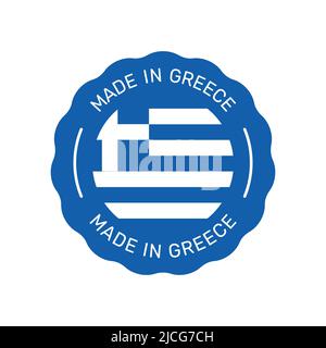 Made in Greece colorful vector badge. Label sticker with Greece flag. Stock Vector