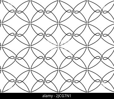 Stock seamless vector geometric pattern of thin black lines isolated on white background.Seamless linear texture in the form of stylized minimalistic Stock Vector