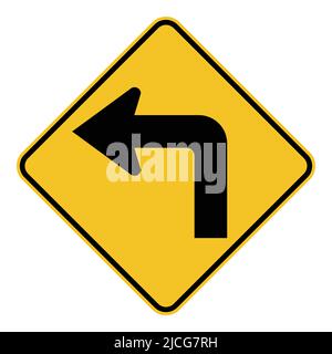 Left turn ahead traffic sign,vector illustration Stock Vector