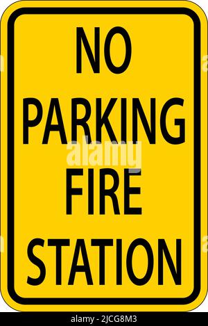 No Parking Fire Station Sign On White Background Stock Vector