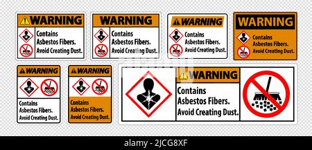 Warning Label Contains Asbestos Fibers,Avoid Creating Dust Stock Vector