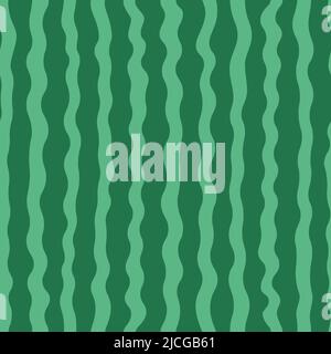 Vector seamless pattern. Green curved stripes on a green background. Simple watermelon print. Stock Vector