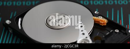 Disassembled hard drive from computer hdd and reader arm Stock Photo