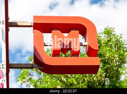 Samara, Russia - June 10, 2022: Logo of the Magnit store russia's largest retailer Stock Photo