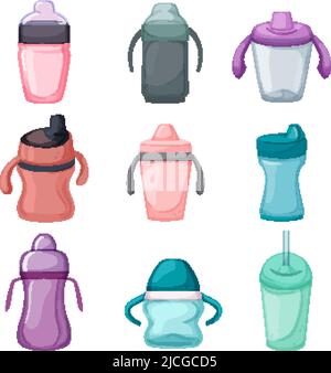 sippy cup set cartoon. baby toddler, bottle kid, water child, feeding straw  sippy cup sign. isolated symbol vector illustration Stock Vector Image &  Art - Alamy