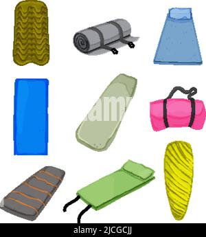 camp mat set cartoon vector illustration Stock Vector