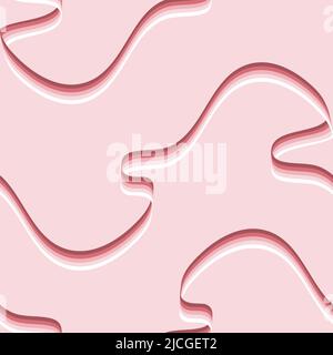 Seamless vector pattern with flowing ribbon on pink background. Wavy rainbow wallpaper design. Decorative colour gradient fashion textile. Stock Vector