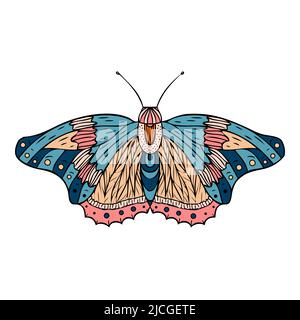 Night butterfly, moth. Hand drawn vector illustration.  Stock Vector