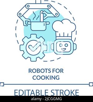 Robots for cooking turquoise concept icon Stock Vector