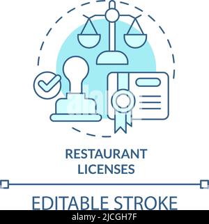 Restaurant licenses turquoise concept icon Stock Vector