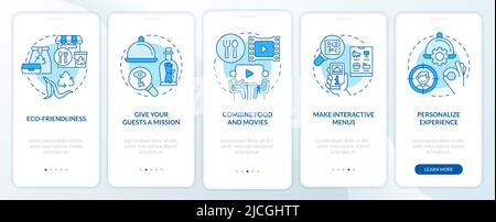 Unusual dining experiences blue onboarding mobile app screen Stock Vector