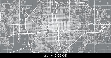 Urban vector city map of Wichita, Kansas , United States of America Stock Vector