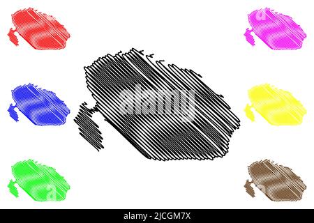 Froson island (Kingdom of Sweden) map vector illustration, scribble ...