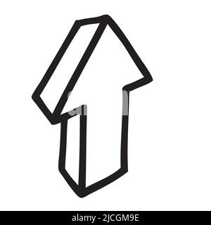 Doodle up arrow symbol hand drawn with thin line. Graphic design element isolated on white background. Vector illustration Stock Vector