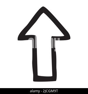 Doodle up arrow symbol hand drawn with thin line. Graphic design element isolated on white background. Vector illustration Stock Vector