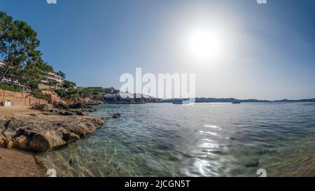 Cala Fornells and Platja Palmira beach in Peguera, Mediterranean Sea, Balearic Islands, Spain, Europe Stock Photo