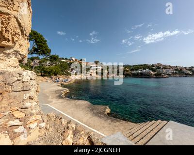 Cala Fornells and Platja Palmira beach in Peguera, Mediterranean Sea, Balearic Islands, Spain, Europe Stock Photo