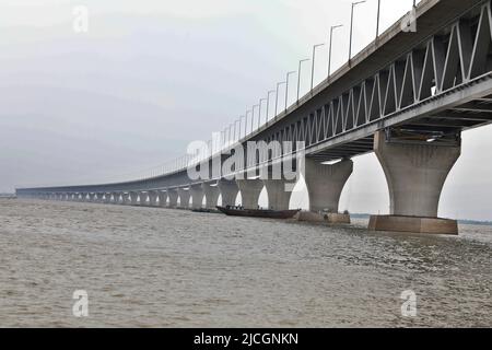 Munshiganj, Bangladesh - June 12, 2022: Padma Bridge at Munshiganj in Bangladesh. Hon'ble Prime Minister Sheikh Hasina will inaugurate the Padma Bridg Stock Photo