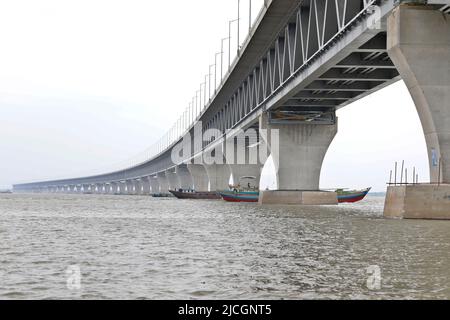 Munshiganj, Bangladesh - June 12, 2022: Padma Bridge at Munshiganj in Bangladesh. Hon'ble Prime Minister Sheikh Hasina will inaugurate the Padma Bridg Stock Photo