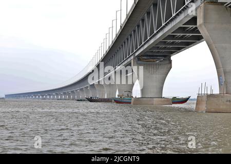 Munshiganj, Bangladesh - June 12, 2022: Padma Bridge at Munshiganj in Bangladesh. Hon'ble Prime Minister Sheikh Hasina will inaugurate the Padma Bridg Stock Photo