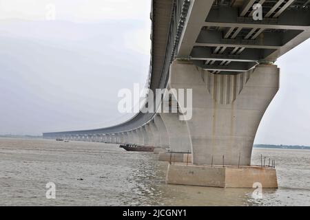 Munshiganj, Bangladesh - June 12, 2022: Padma Bridge at Munshiganj in Bangladesh. Hon'ble Prime Minister Sheikh Hasina will inaugurate the Padma Bridg Stock Photo