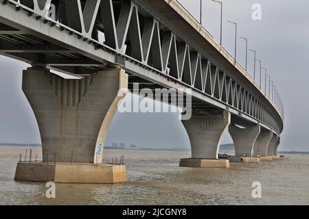 Munshiganj, Bangladesh - June 12, 2022: Padma Bridge at Munshiganj in Bangladesh. Hon'ble Prime Minister Sheikh Hasina will inaugurate the Padma Bridg Stock Photo