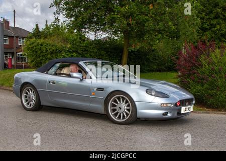 1997 90s nineties Aston Martin DB7 Volante 3239cc 4 speed automatic; automobiles featured during the 58th year of the Manchester to Blackpool Touring Assembly for Veteran, Vintage, Classic and Cherished cars. Stock Photo