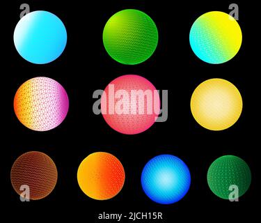 Collection of ball balloon bubble round shape futuristic technology icon shiny globe abstract background vector illustration Stock Vector