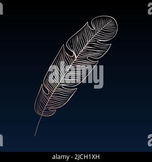 Set of golden palm tree leaves isolated on black transparent background ...