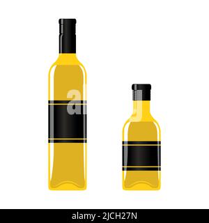 big and small glass bottle oil isolated on white Stock Vector