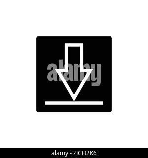 down arrow icon vector with rectangle. suitable for download icon, ui-ux, web, website, start up, pixel perfect. Solid icon style, glyph. Simple desig Stock Vector