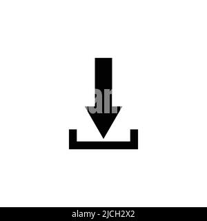 Down arrow icon vector. suitable for download icon, ui-ux, web, website, start up, pixel perfect. Solid icon style, glyph. Simple design illustration Stock Vector
