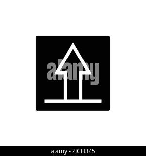 Up arrow icon vector with rectangle. suitable for upload icon, ui-ux, web, website, start up, pixel perfect. Solid icon style, glyph. Simple design il Stock Vector