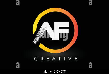 White AF Brush Letter Logo Design with Black Circle. Creative Brushed ...