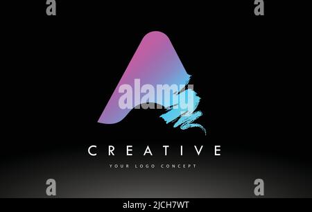 D Brushed Letter Logo. Black Brush Letters design with Artistic Brush ...