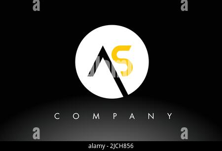 Black and Yellow AS Logo.  Letter Design Vector with Red and Black Colors. Stock Vector