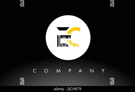 Black and Yellow EC Logo.  Letter Design Vector with Red and Black Colors. Stock Vector