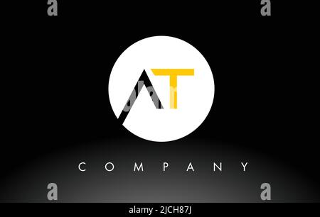 Black and Yellow AT Logo.  Letter Design Vector with Red and Black Colors. Stock Vector