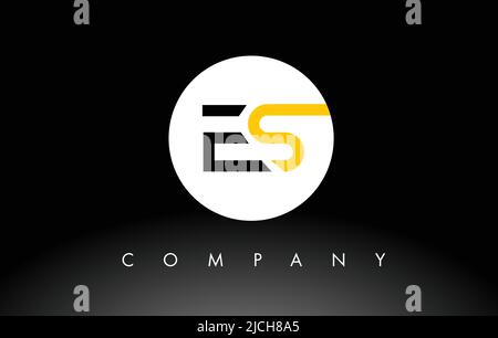 Black and Yellow ES Logo.  Letter Design Vector with Red and Black Colors. Stock Vector