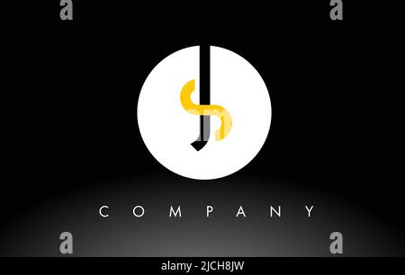 Black and Yellow JS Logo.  Letter Design Vector with Red and Black Colors. Stock Vector
