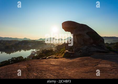 Toad rock on a hill in Mount Abu. Mount Abu is a hill station in Rajasthan state, India. Stock Photo