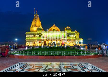 Prem Mandir is a Hindu temple dedicated to Shri Radha Krishna in Vrindavan near Mathura city in Uttar Pradesh state of India Stock Photo