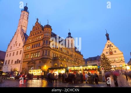 Christmas Market, Rothenburg ob der Tauber, Bavaria, Germany Stock Photo