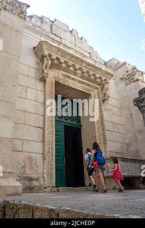 Entrance to Baptistery (Temple of Jupiter) Old Town, Split, Split-Dalmatia County, Croatia Stock Photo