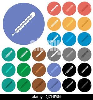 Fever thermometer solid multi colored flat icons on round backgrounds. Included white, light and dark icon variations for hover and active status effe Stock Vector