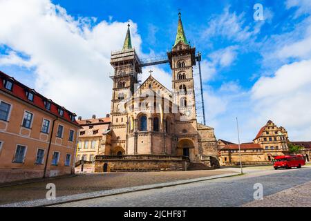 Bamberg Cathedral or Bamberger Dom Church in Bamberg old town. Bamberg is a town on the river Regnitz in Upper Franconia, Bavaria in Germany. Stock Photo